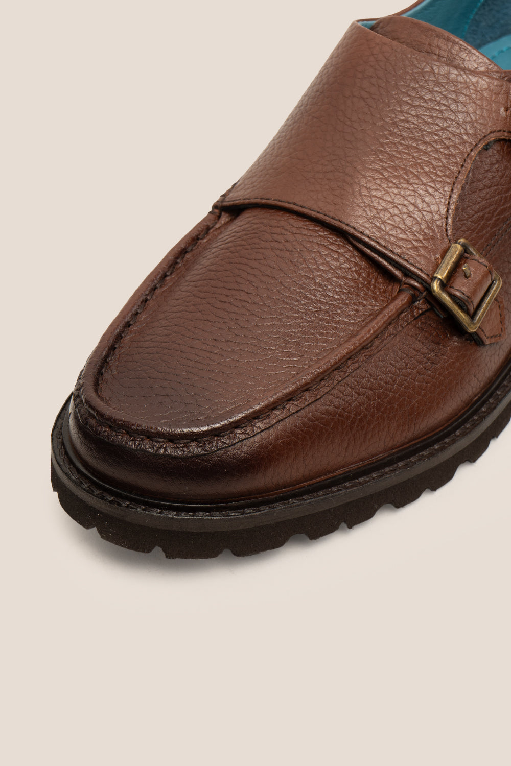 Ethan Brown monk strap leather shoes for men, made from premium brown leather with classic design, ideal for formal and smart casual occasions.