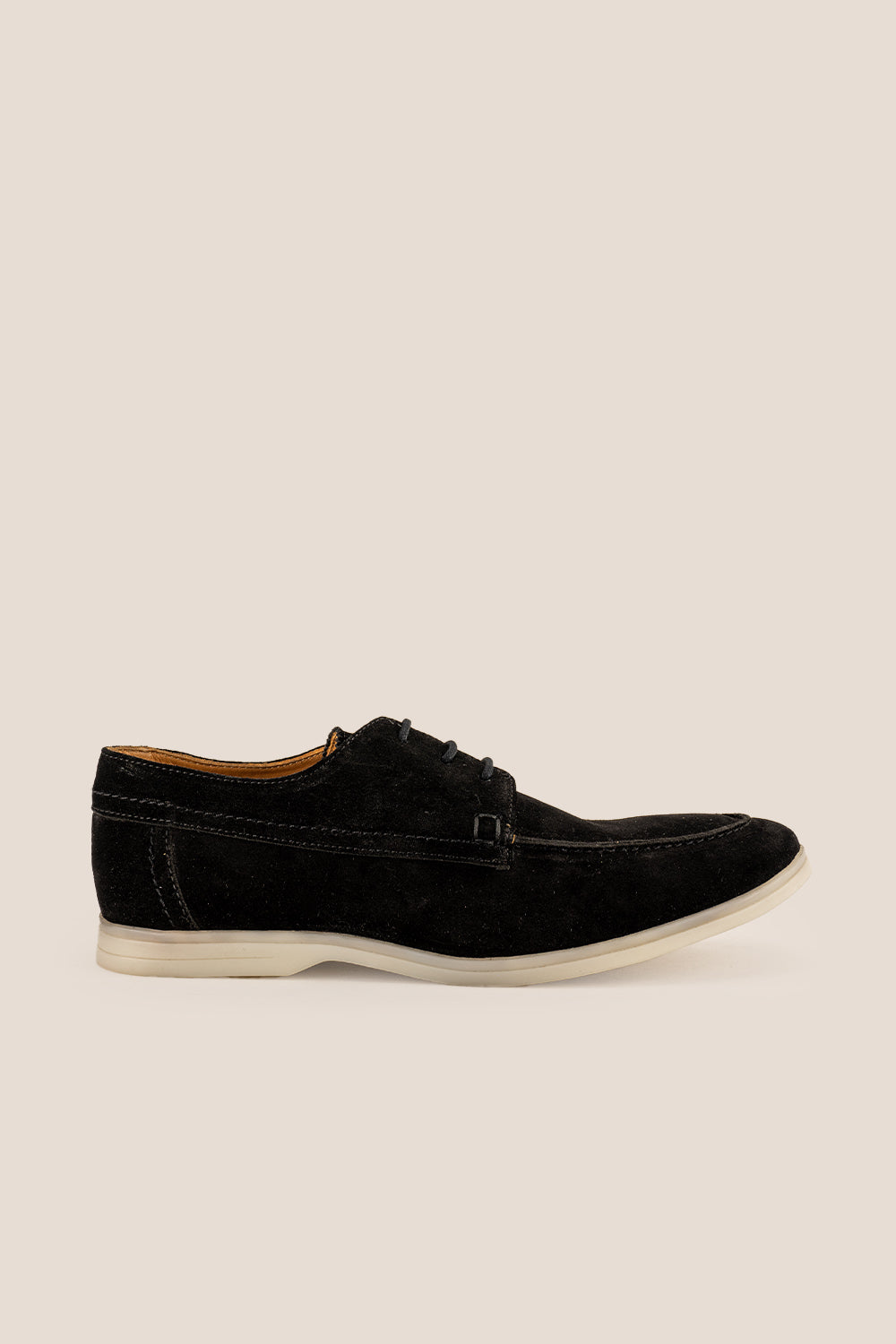 Eric Black suede deck shoes for men with classic stitching and soft suede finish, perfect for smart-casual and weekend wear.