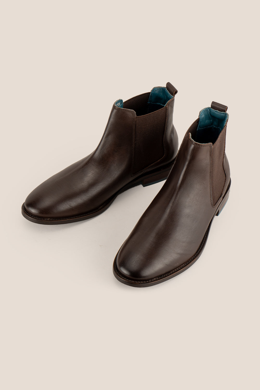 Dennis brown genuine leather Chelsea boots for men by Oswin Hyde – luxury slip-on boots with elegant profile, elastic sides, and timeless styling.