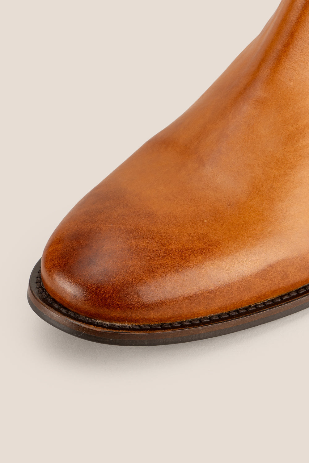 Douglas Tan leather Chelsea boots for men crafted from premium smooth leather with handmade detailing and high-quality sole for formal elegance.
