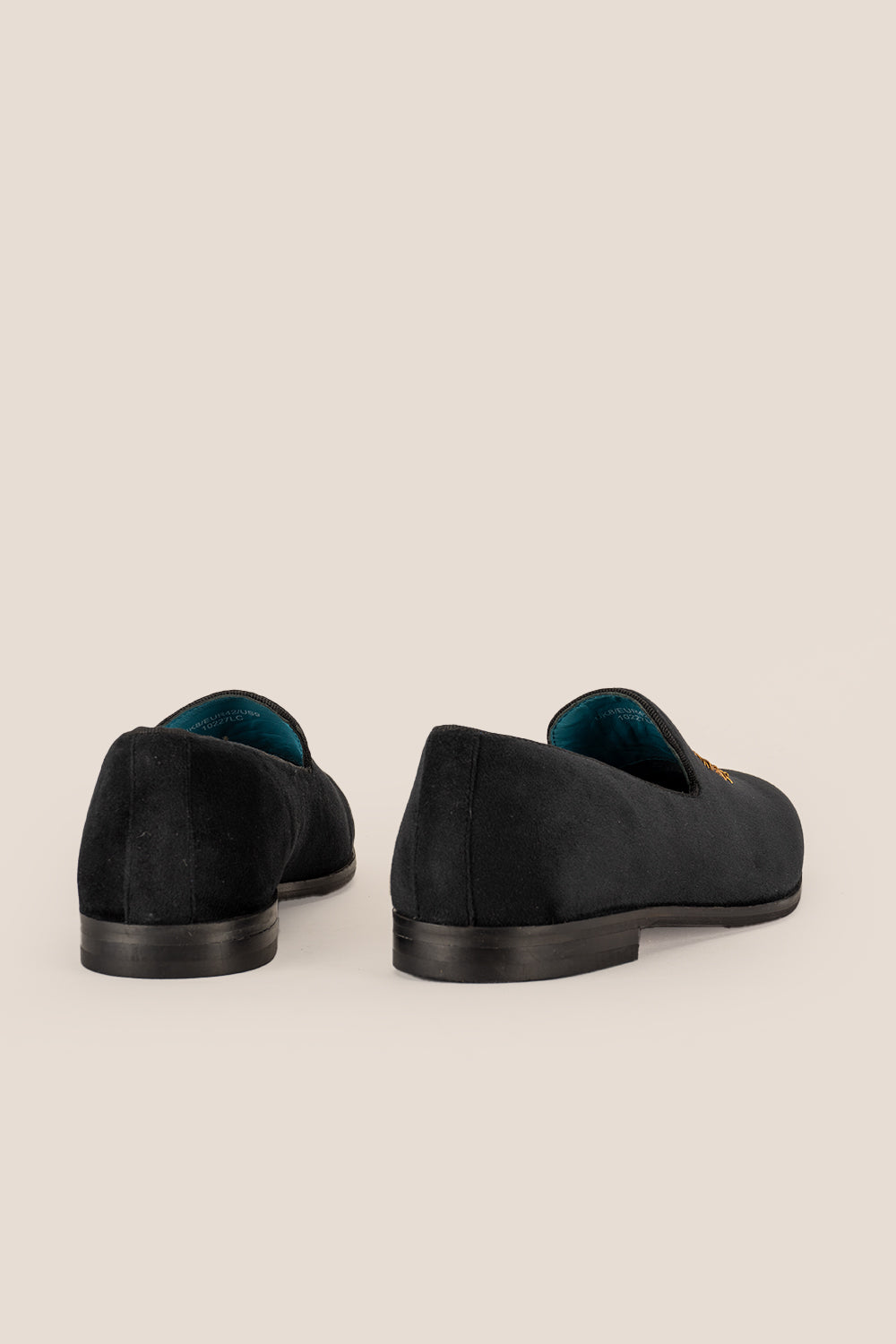 Luther black velvet embroidered loafers for men, featuring detailed embroidery and premium velvet for elegant evening or formal style.