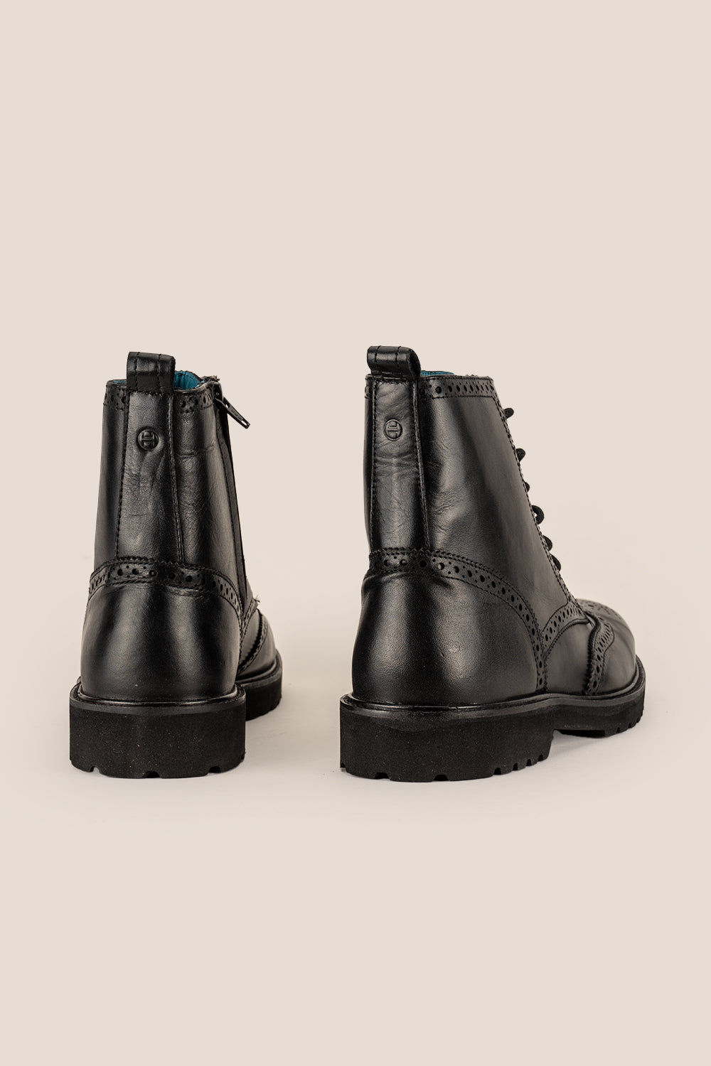 Graham Black Leather Lace-up Brogue Boots | Oswin Hyde