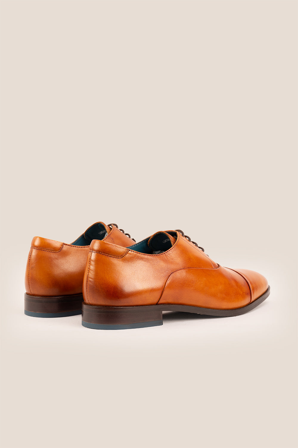 Men’s Jarvis Tan oxford lace-up leather shoes with sleek design, crafted for elegant office wear and lasting comfort.