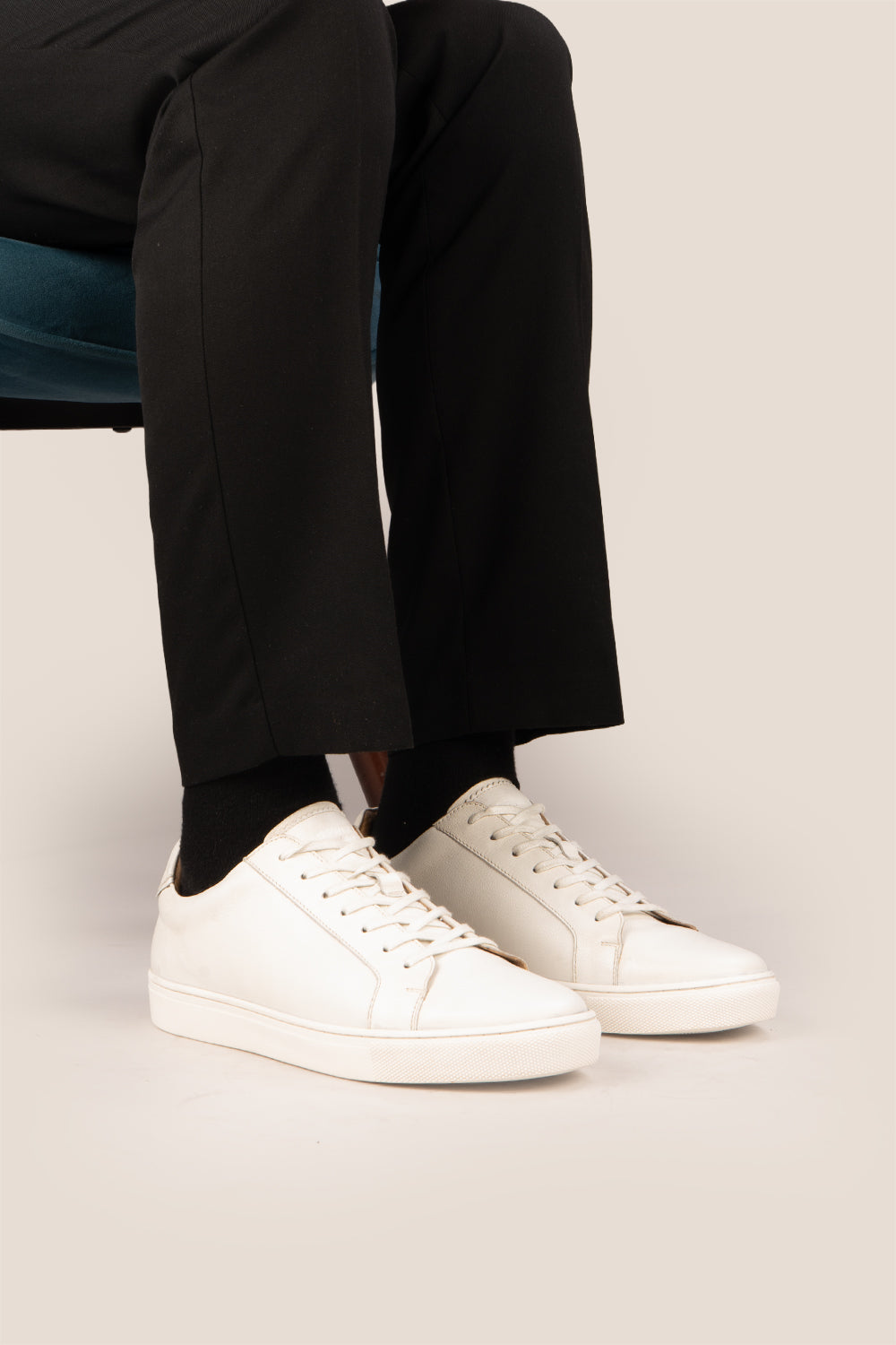 Oswin Hyde Harper White Grain with white milled leather exuding sophistication and style