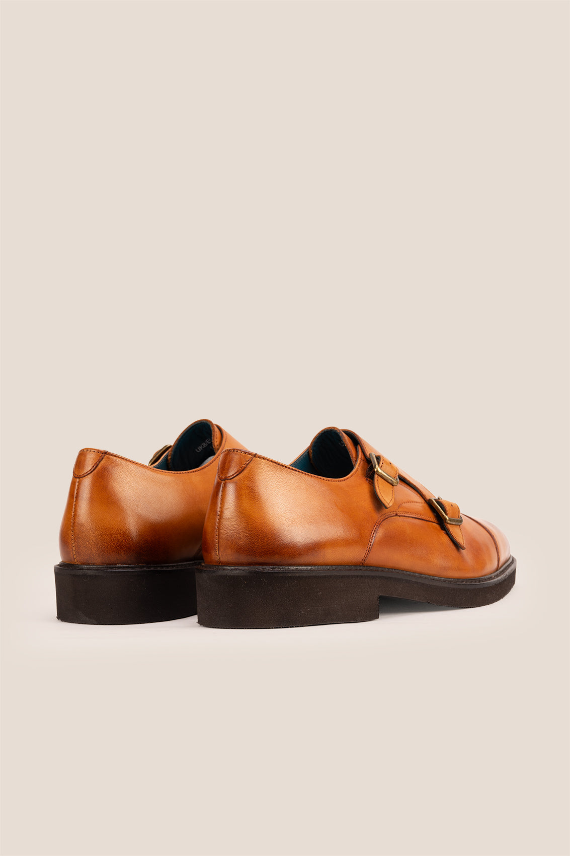 Oswin Hyde Garson Tan Monk Strap shoes crafted from premium leather. Perfect men’s tan shoes for formal occasions