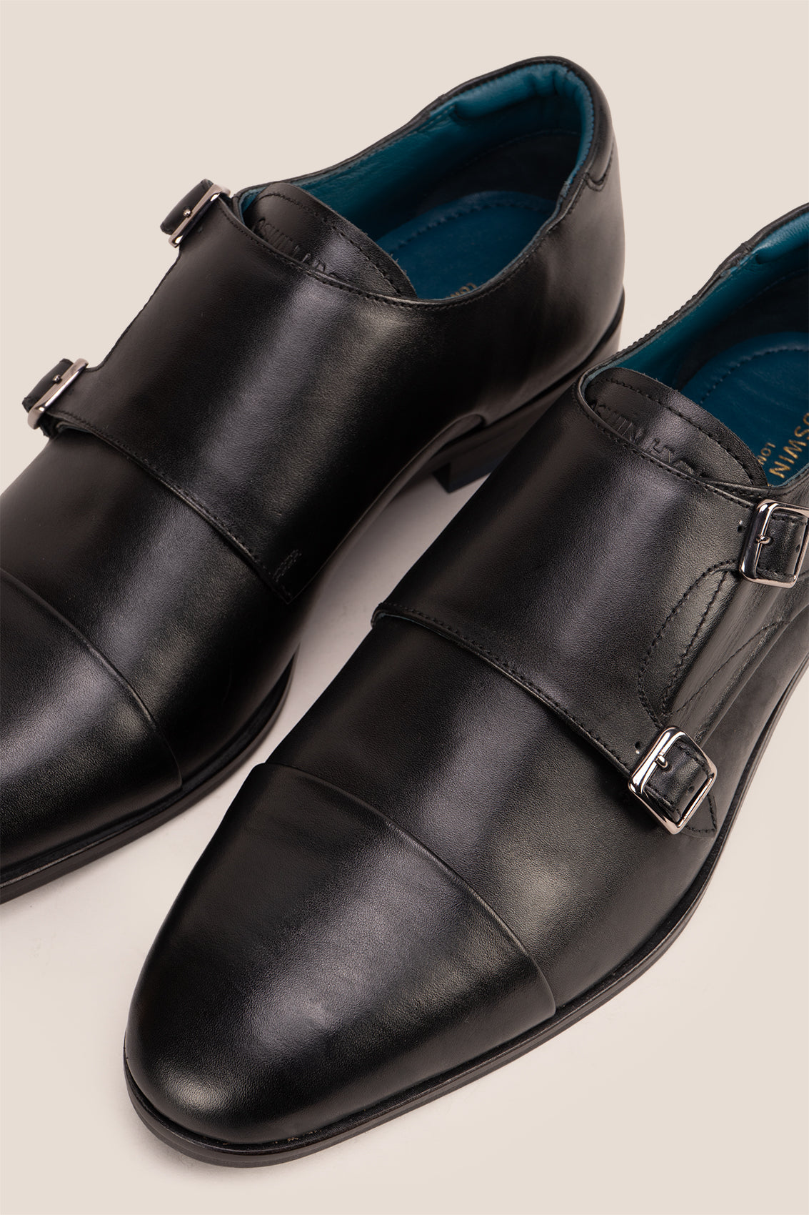 Hadley black monk strap men’s leather shoes with sleek silhouette, single buckle detail, and polished finish—ideal for formal and business wear.