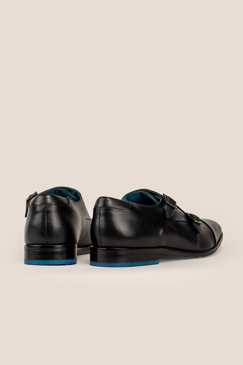 Hadley black monk strap men’s leather shoes with sleek silhouette, single buckle detail, and polished finish—ideal for formal and business wear.