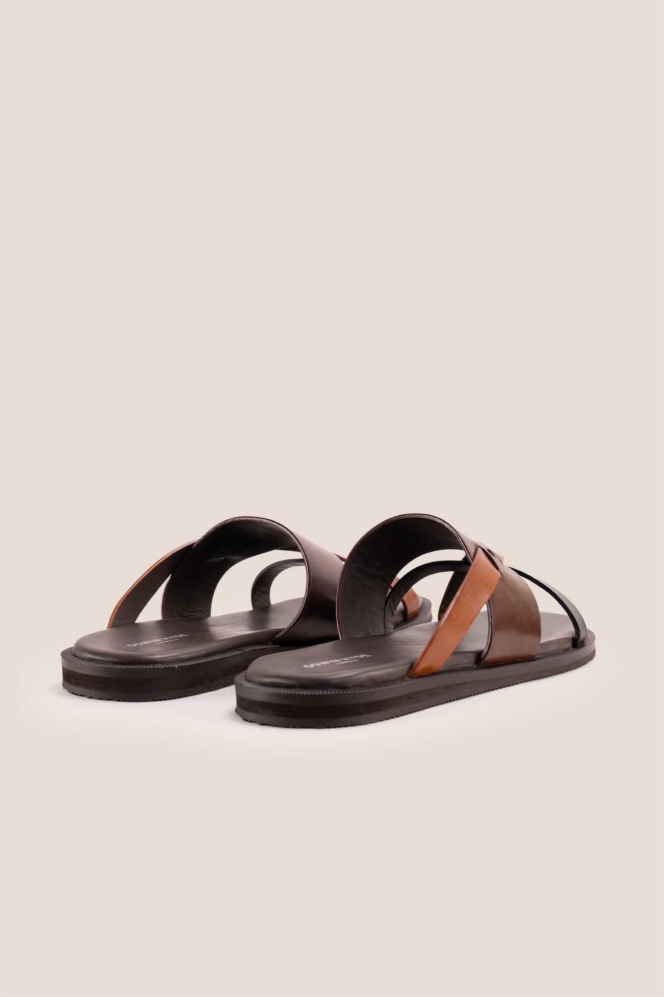 Men’s Frank Brown tan tri-strap sandals featuring a robust adjustable strap system and a refined leather finish.