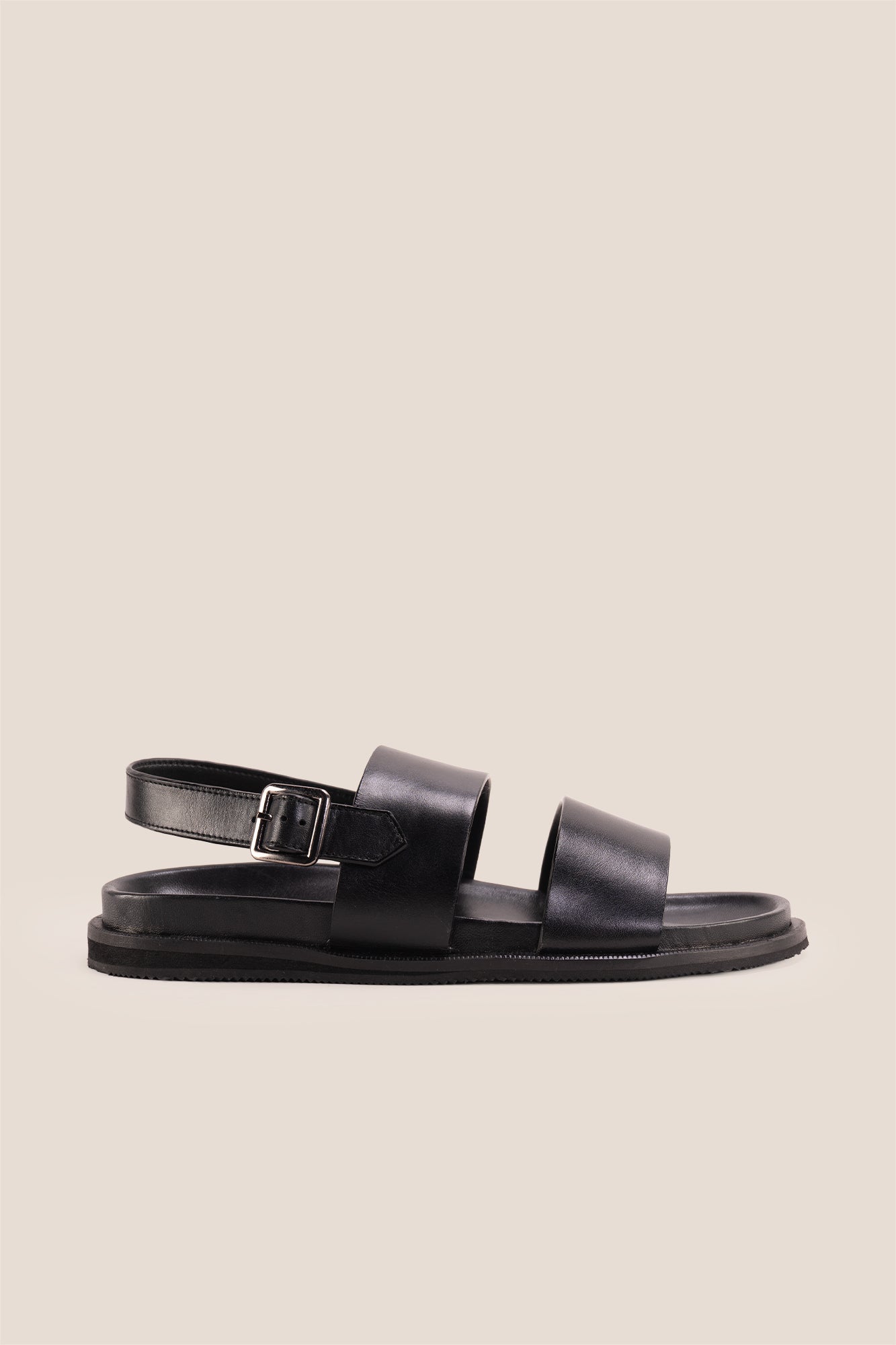 Antonio Black double strap leather sandals for men with durable design and comfortable fit for all occasion