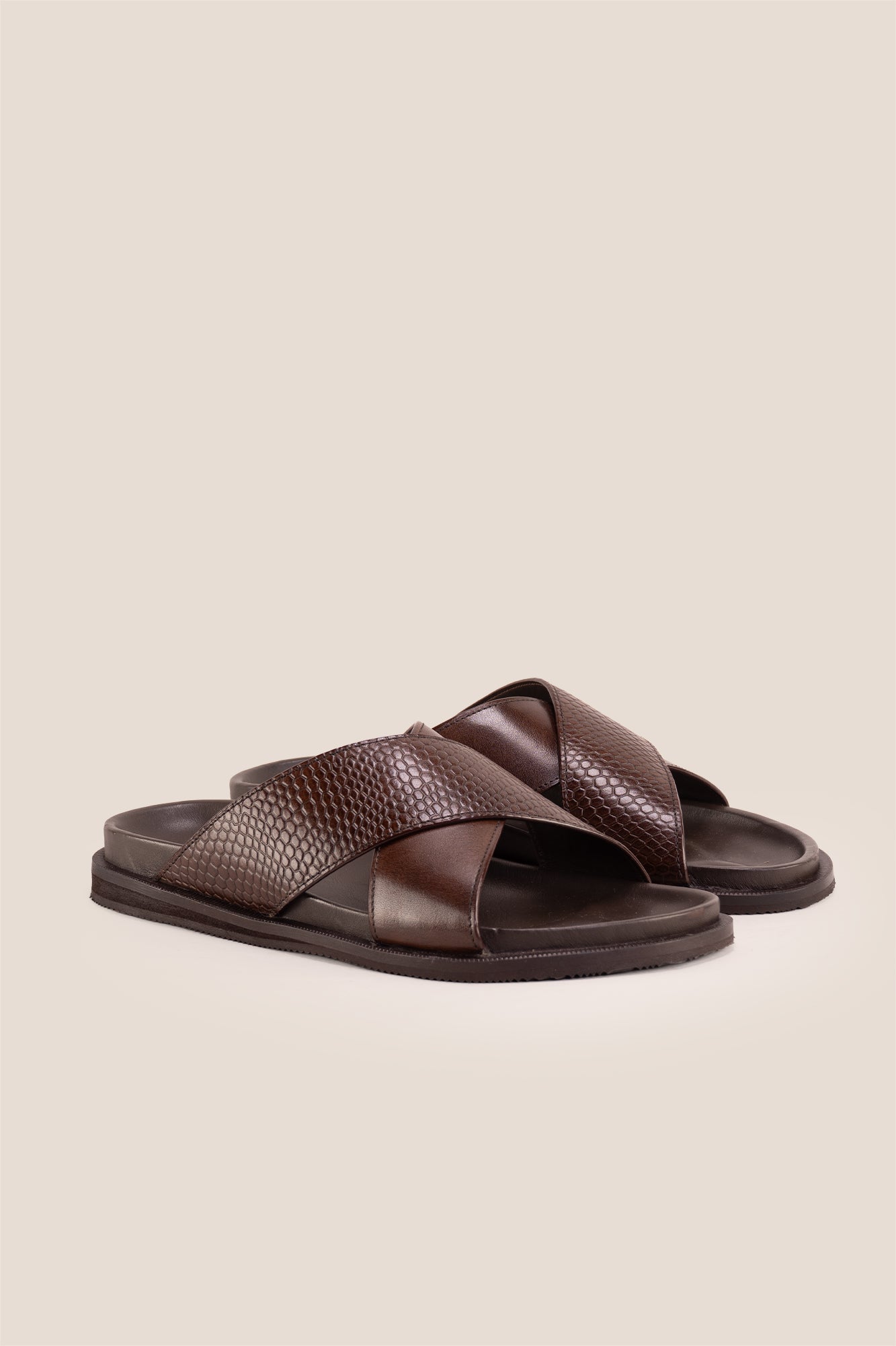 Nyle Brown cross strap sandals for men by Oswin Hyde with stylish design and comfortable fit