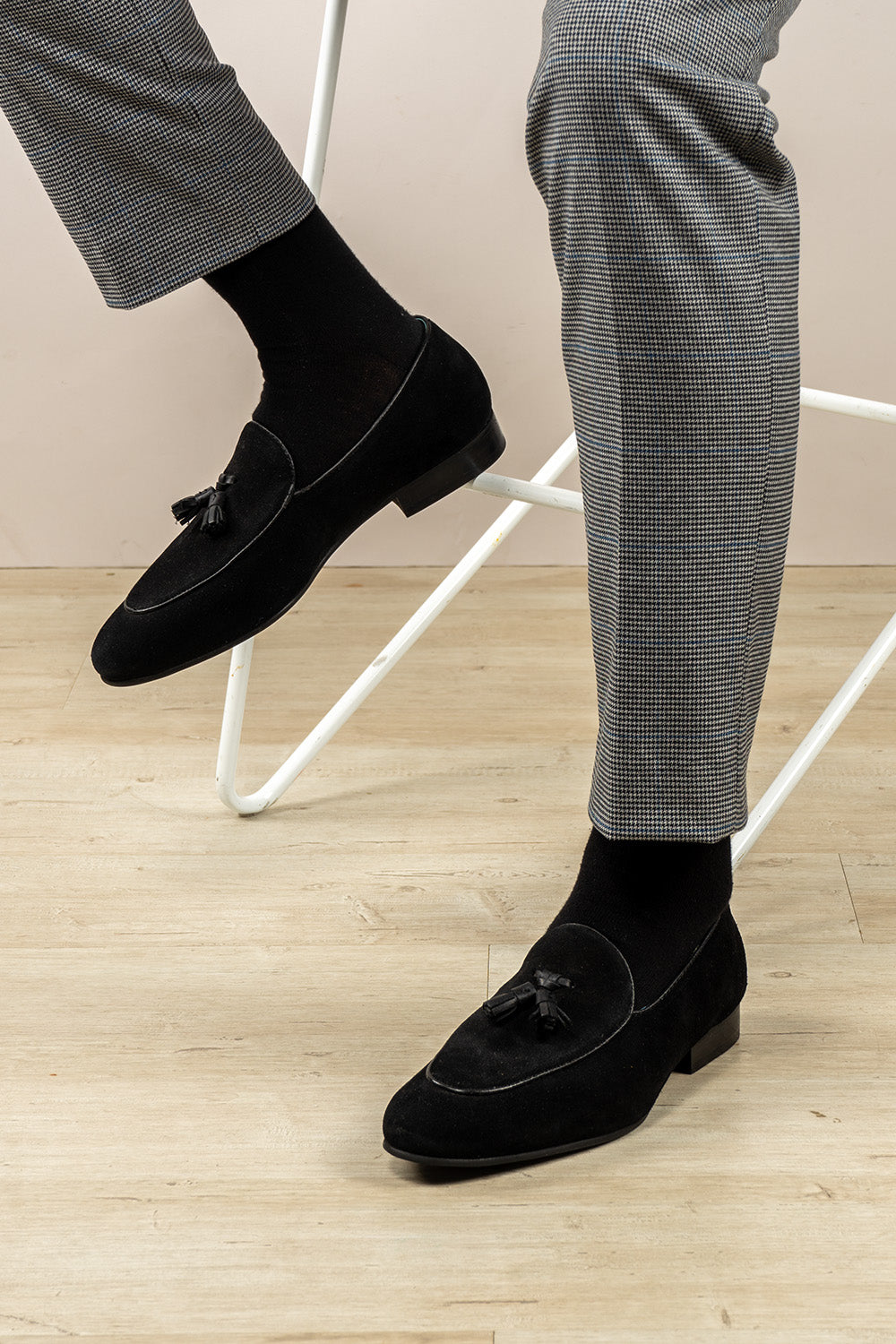 Barclays Black suede tassel loafer for men featuring premium suede and classic tassel design, ideal for formal and smart casual occasions.