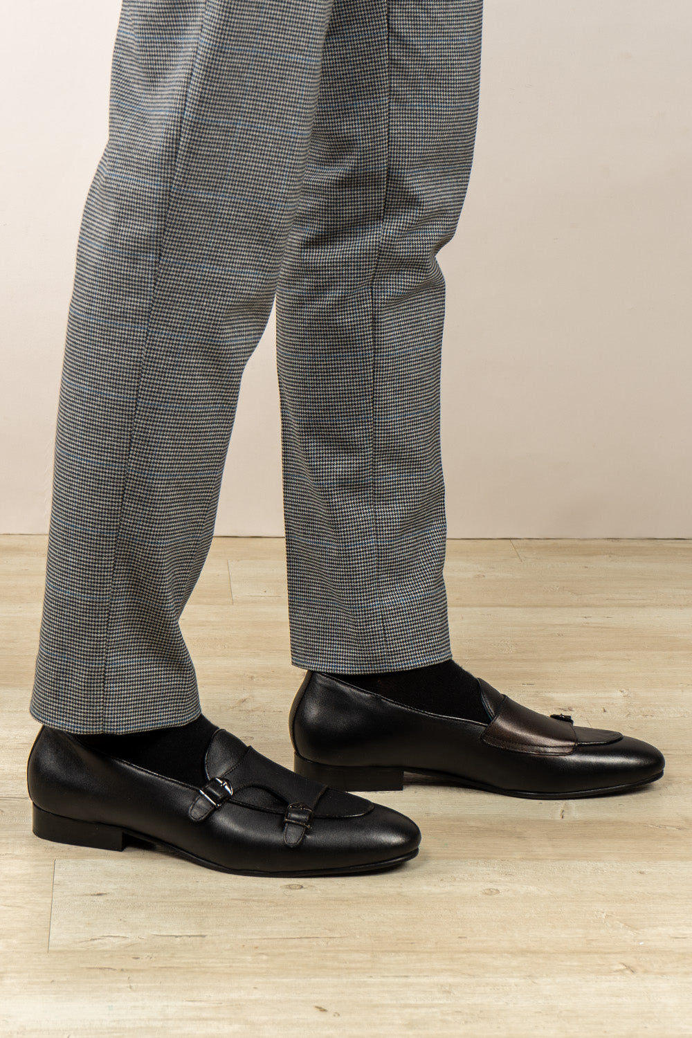 Clifford Black monk leather loafer for men, crafted from premium leather with a classic monk strap, perfect for formal and smart casual occasions.