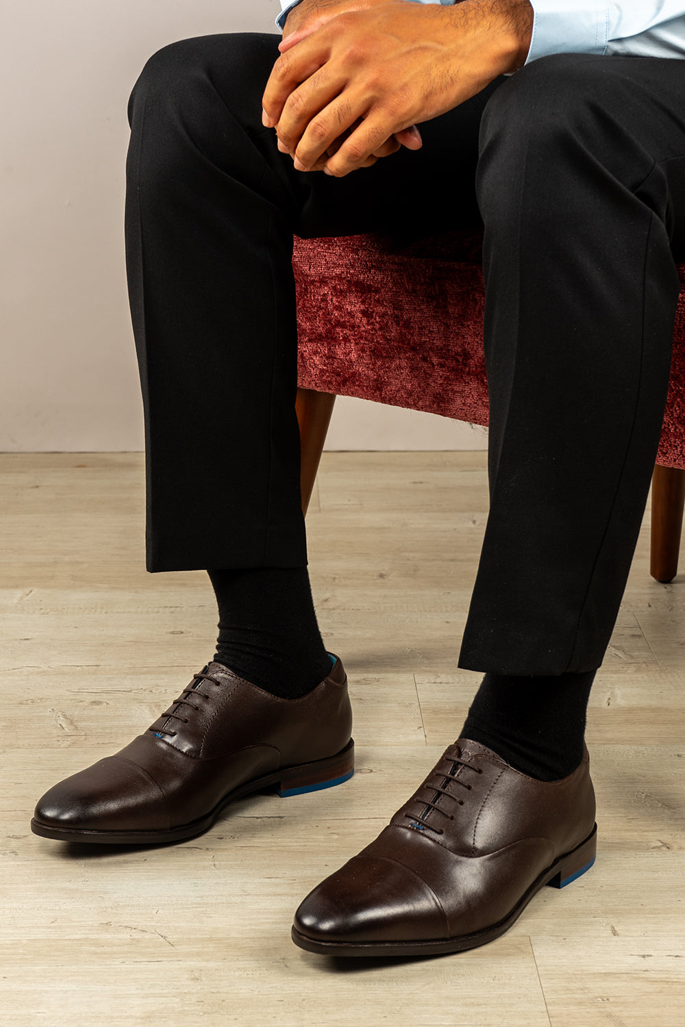 Men’s Jarvis brown oxford lace-up leather shoes with sleek design, crafted for elegant office wear and lasting comfort.