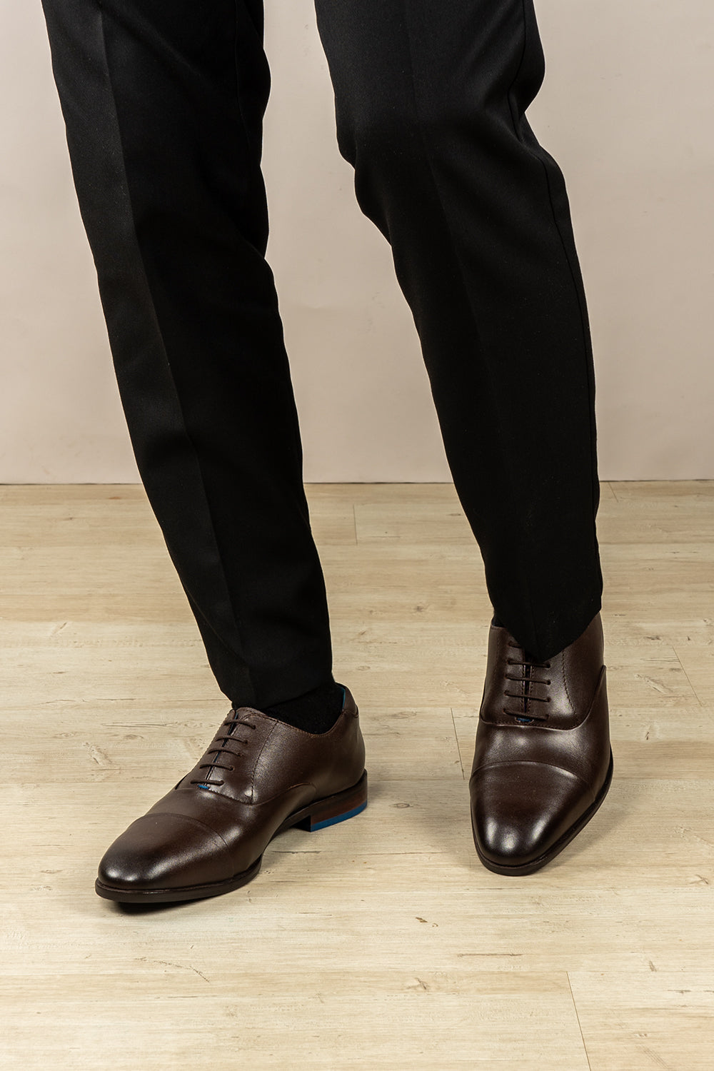 Men’s Jarvis brown oxford lace-up leather shoes with sleek design, crafted for elegant office wear and lasting comfort.
