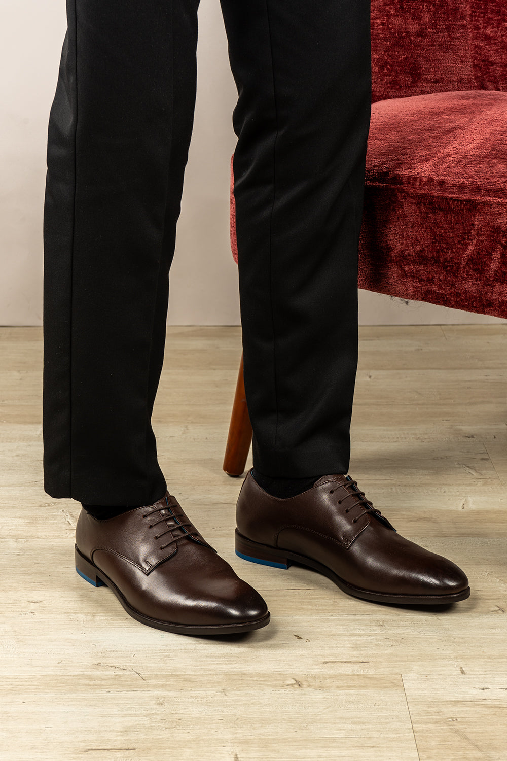 Keyon brown derby lace-up leather shoes for men, made with premium leather for a smart, timeless look – perfect for formal, office, and everyday style.