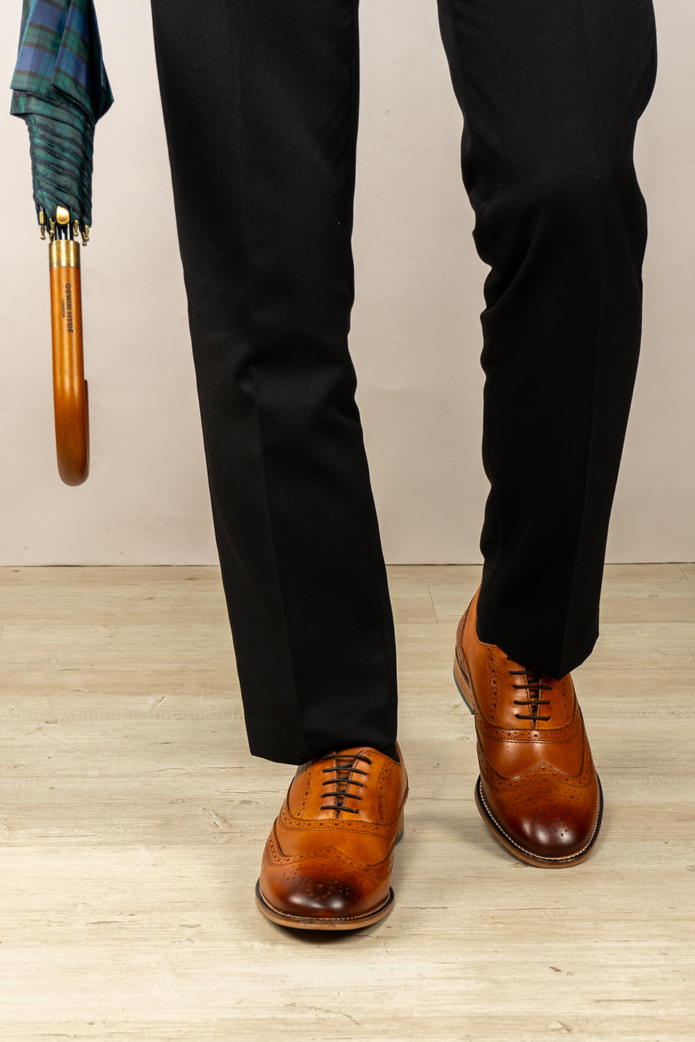 Winston tan Oxford brogue leather shoes for men with intricate detailing, crafted from premium leather for weddings, work, and formal occasions.