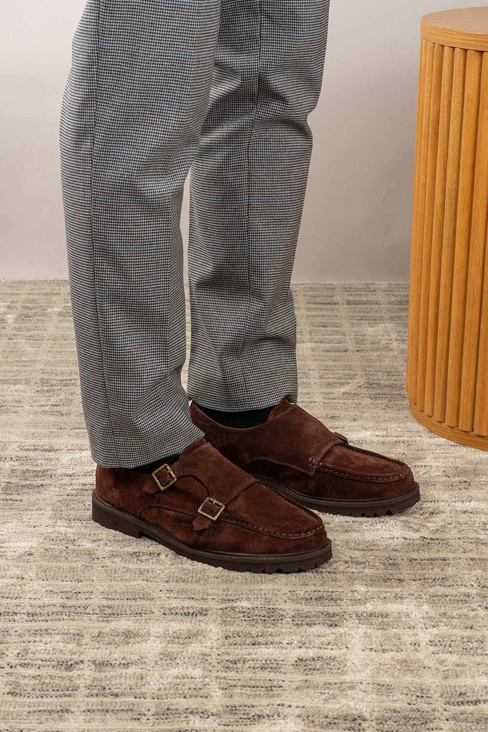 Ethan Brown suede monk strap shoes for men featuring premium suede leather and classic monk strap design, ideal for formal and smart casual wear.