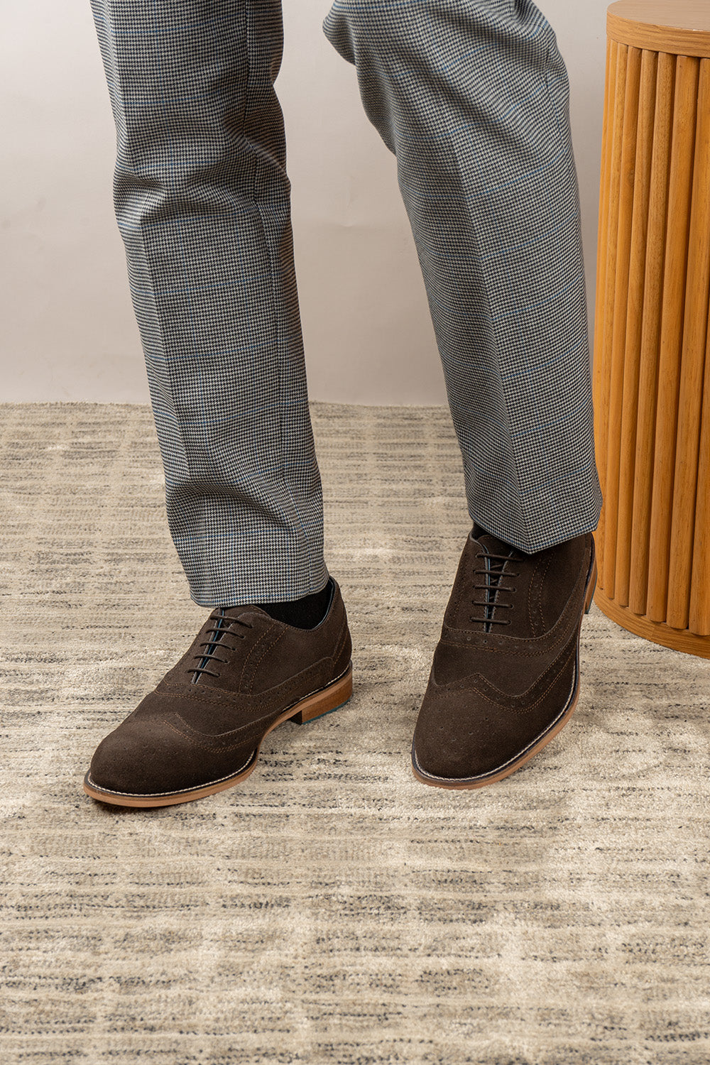 Winston Brown suede Oxford brogue men's shoes featuring classic design and premium leather for sophisticated formal and smart casual wear.