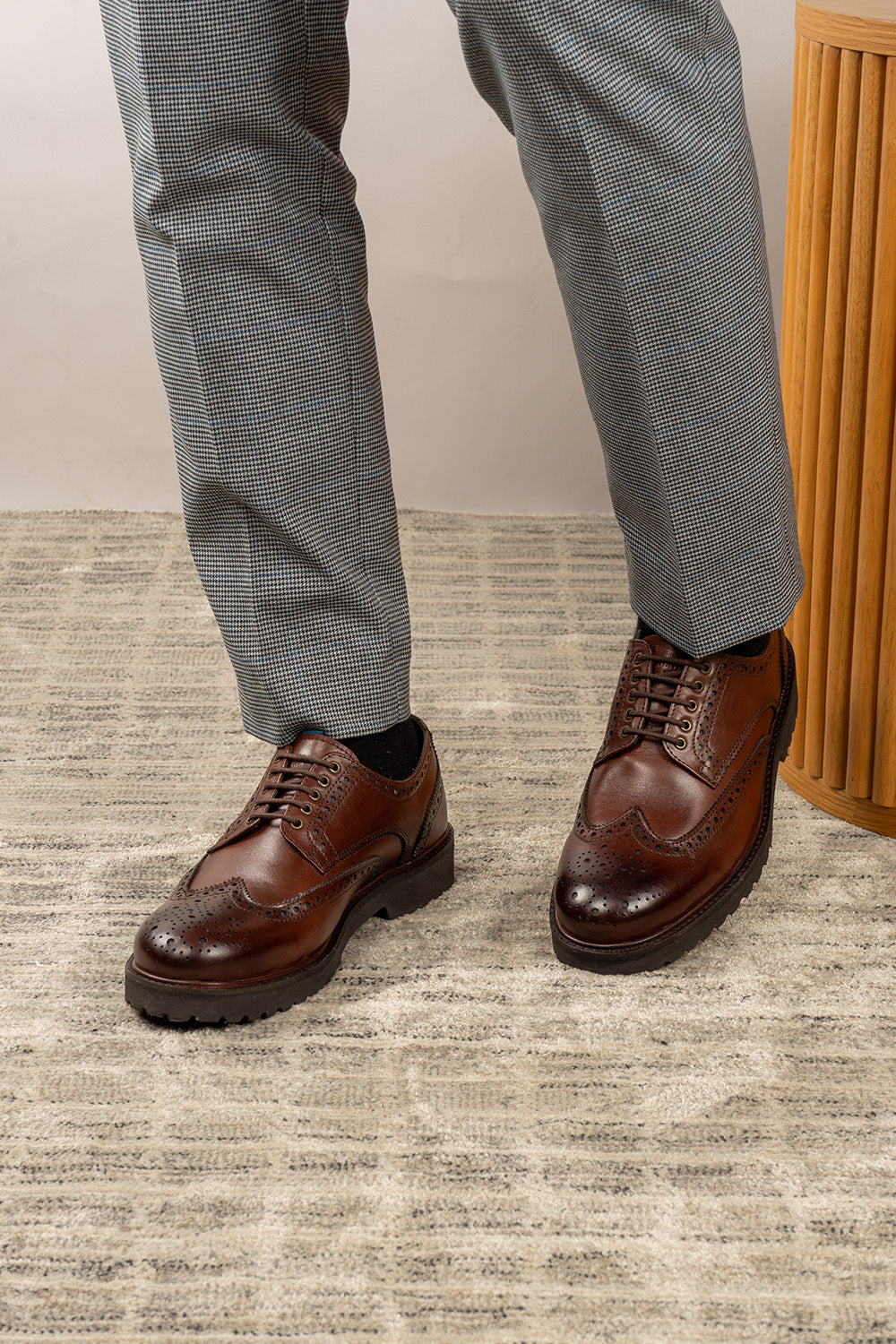 Gordon Brown Derby brogue leather shoes for men with detailed perforations, premium leather, and classic lacing — perfect for formal and smart-casual dressing.