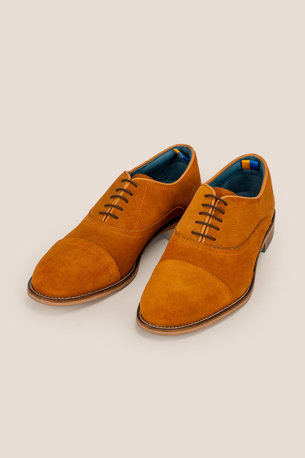 William tobacco suede and leather toecap men's shoes in tan, combining texture and craftsmanship for a timeless formal and smart-casual look.
