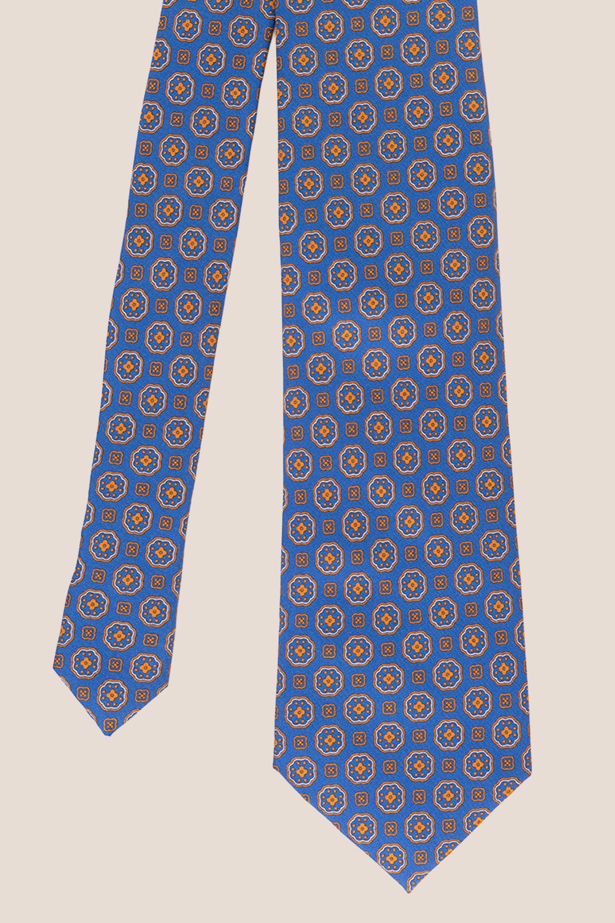 Vintage Navy Block Print Silk Tie with premium silk and stylish design, perfect for weddings and formal events.