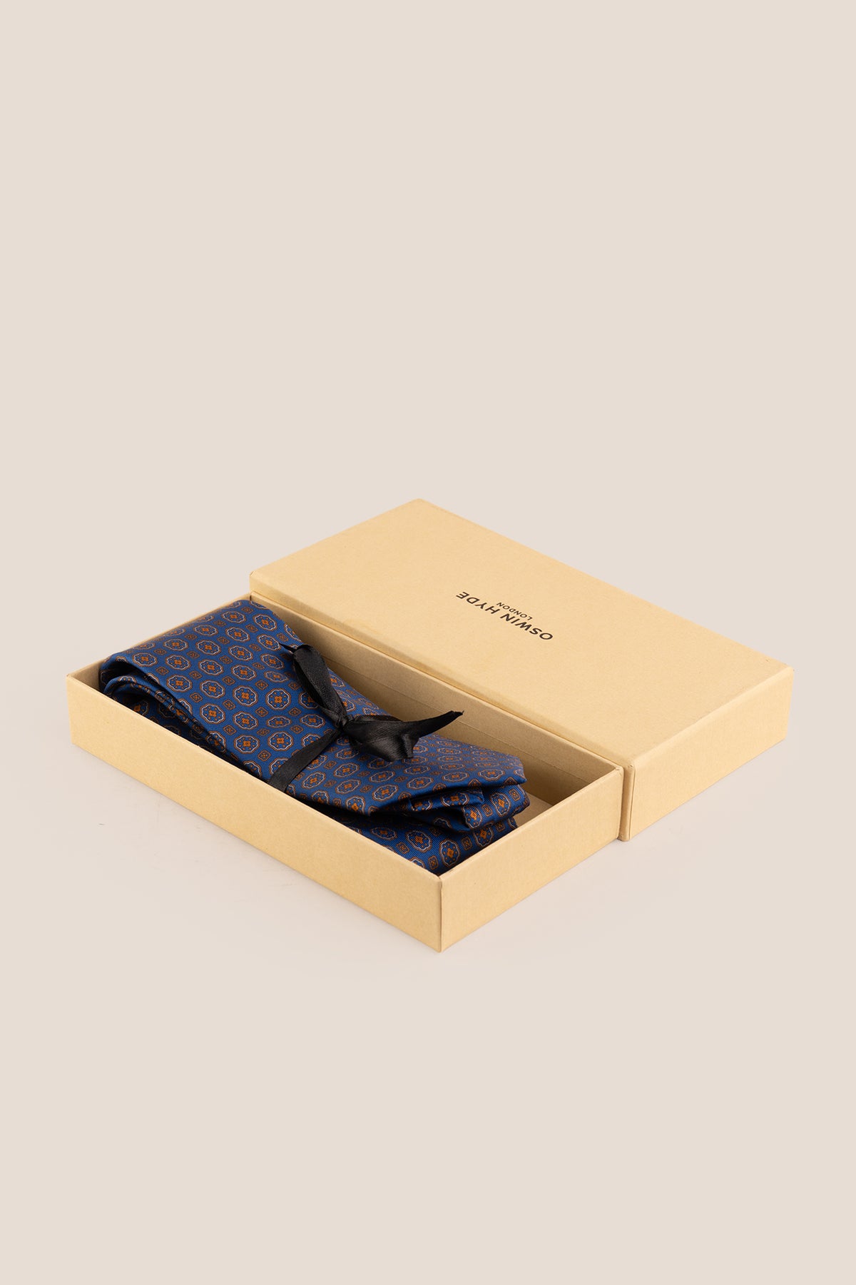 Vintage Navy Block Print Silk Tie with premium silk and stylish design, perfect for weddings and formal events.