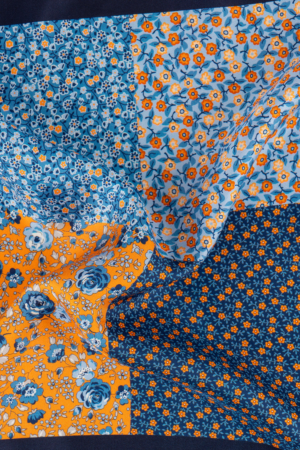Yellow 4-way men's silk pocket square with bold, elegant finish—ideal as a handkerchief or blazer accent for formal or casual wear.