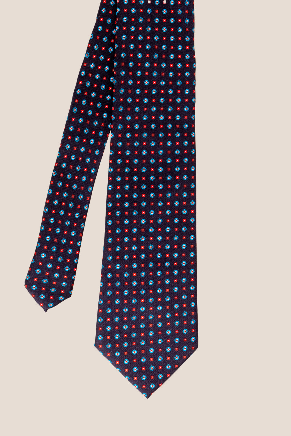Dark Navy Geometric Pattern Silk Tie with sophisticated design, perfect for weddings and smart occasions.
