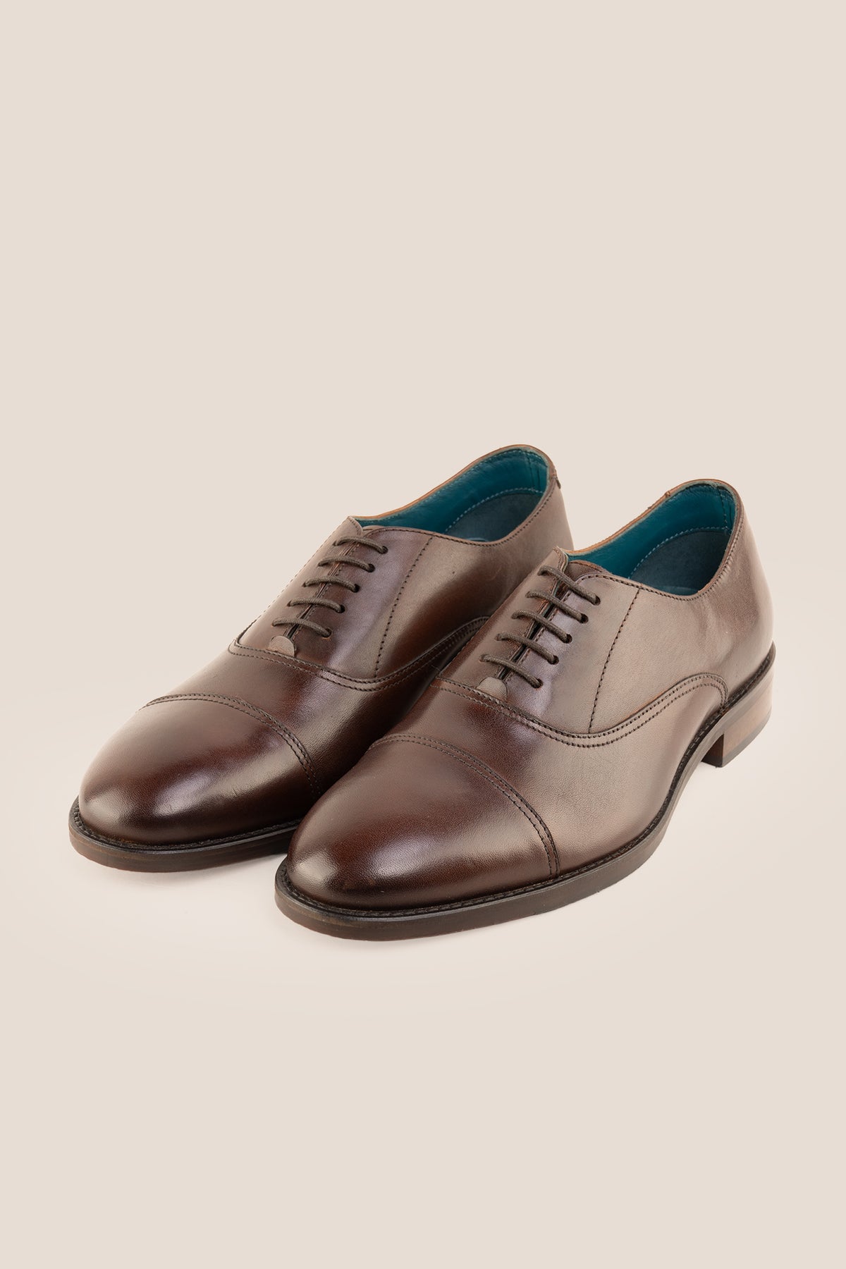 Wilson Brown men's brown leather toe-cap Oxford shoes