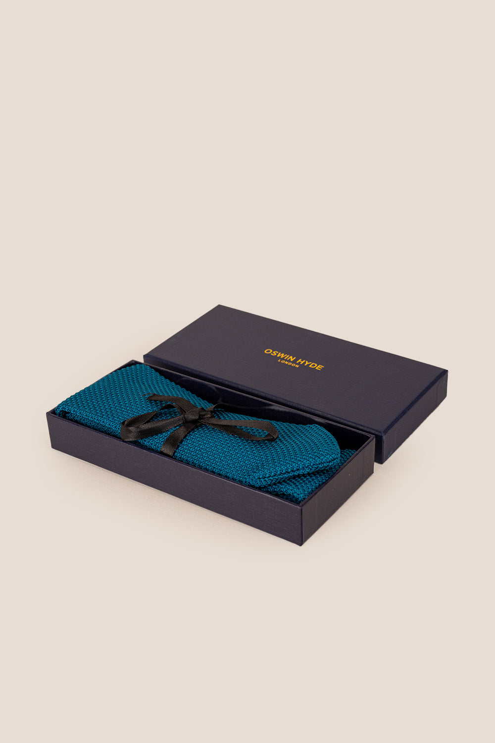 Ash Teal knitted tie with hand finishing, ideal for weddings and formal events.