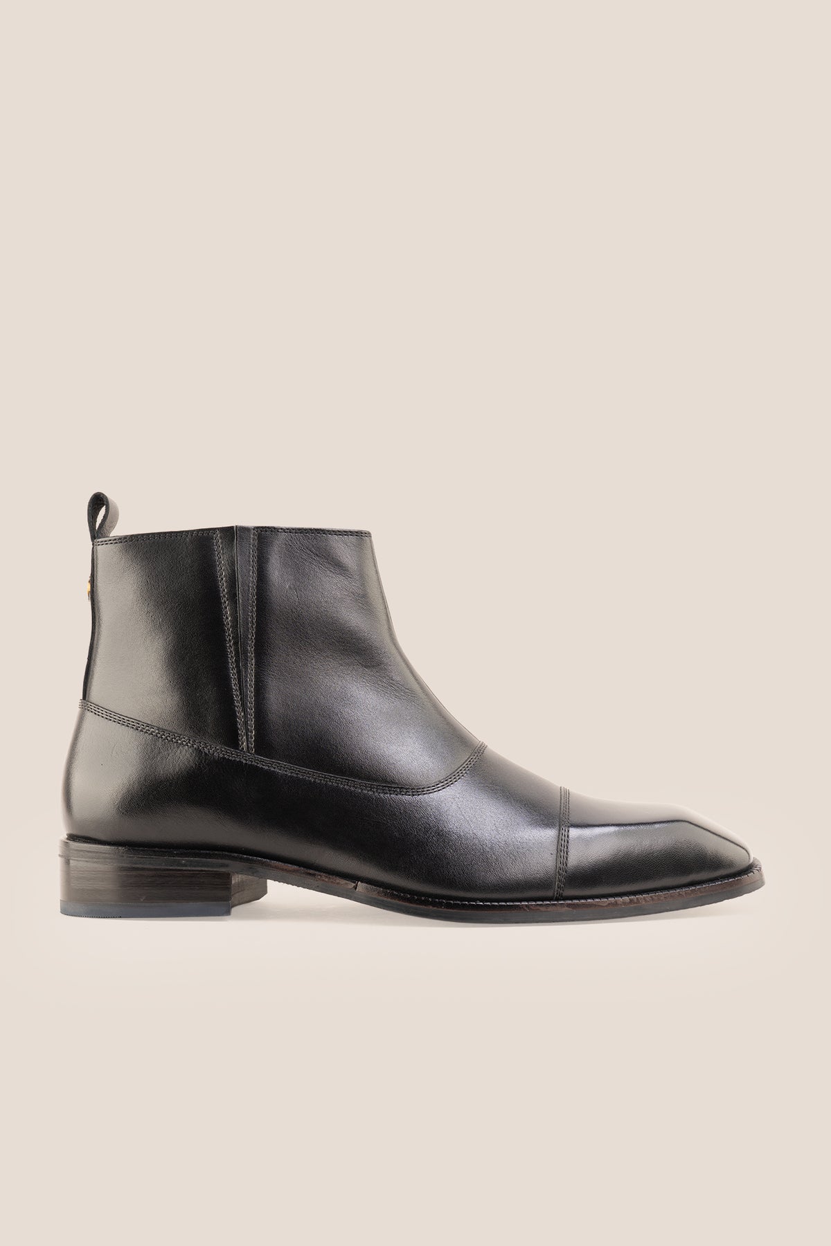 Men's Baldwin Tan leather side-zip ankle boots by Oswin Hyde featuring burnished tan leather and a convenient side zipper.