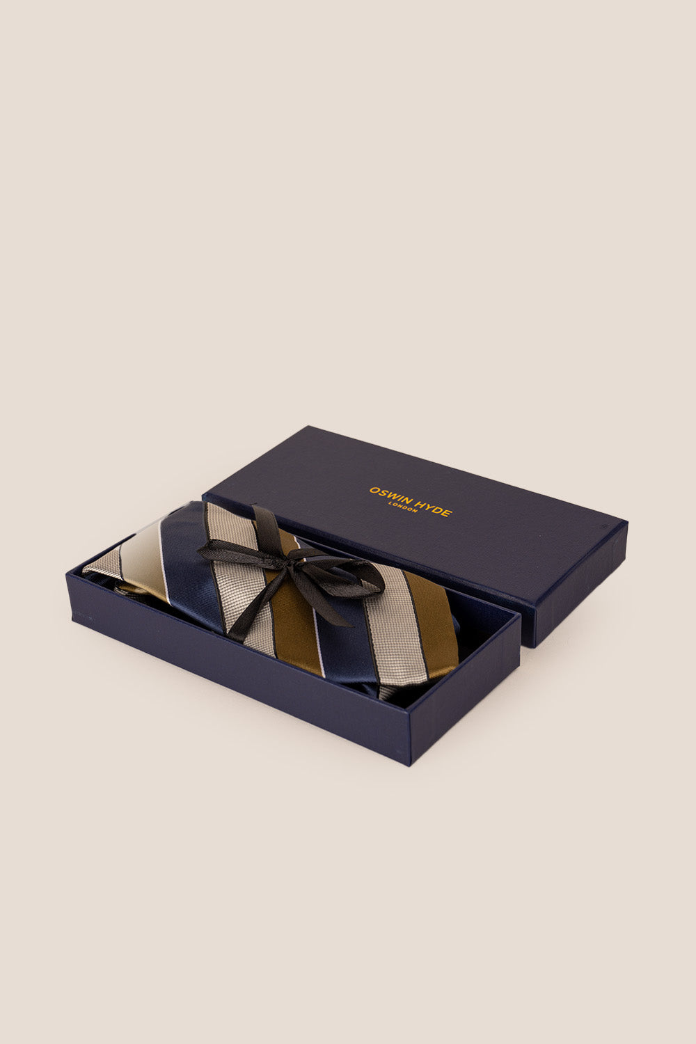 Archie Navy/Brown tie with striped design, ideal for weddings, parties, and formal occasions.