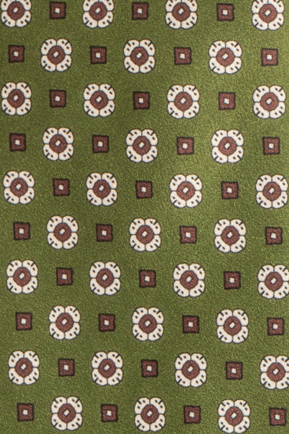 Finn Green/Brown tie with floral pattern, perfect for weddings, parties, and smart-casual occasions.