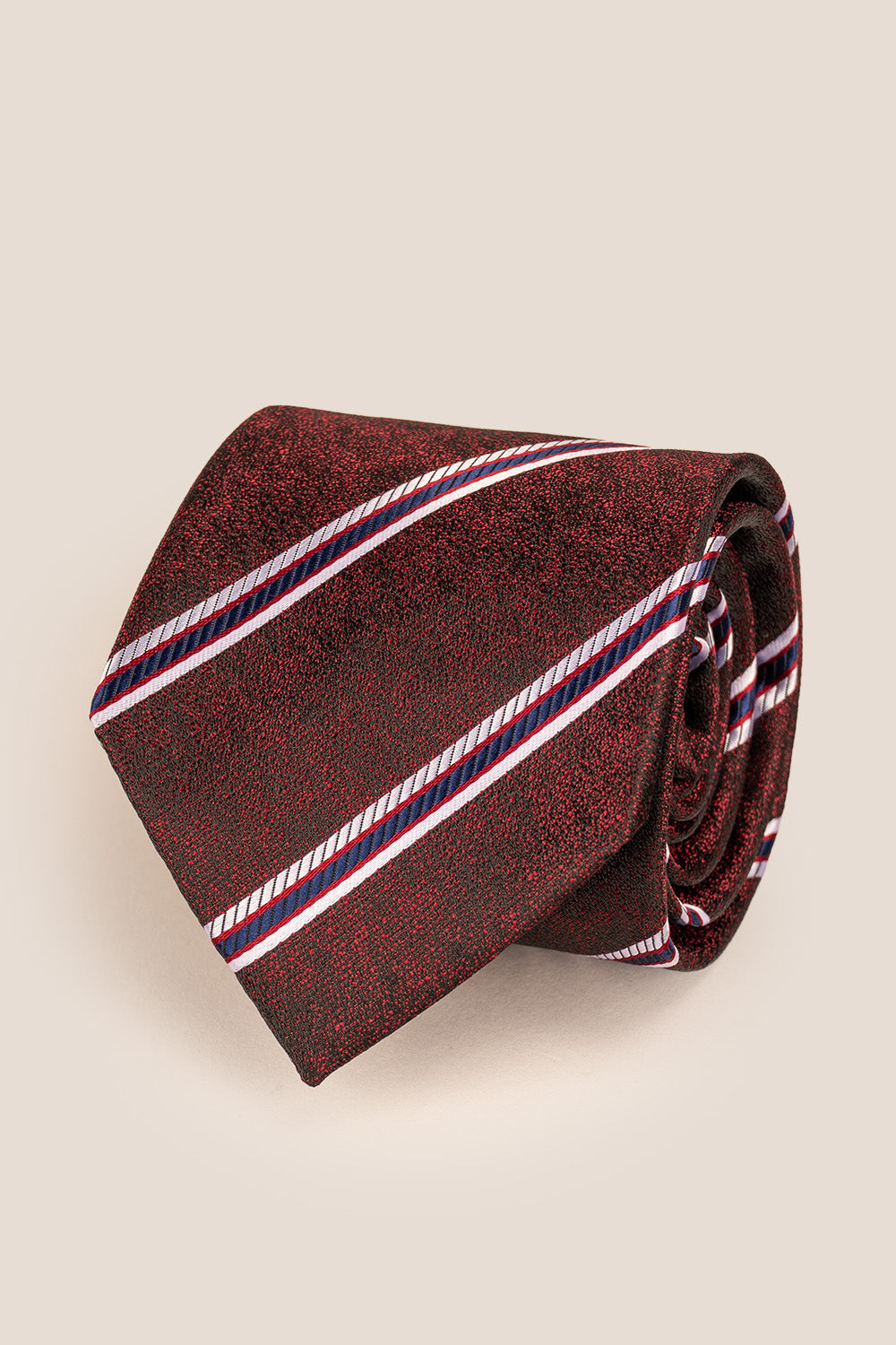 Wilbur Red tie with discreet stripe design, ideal for weddings and special occasions.
