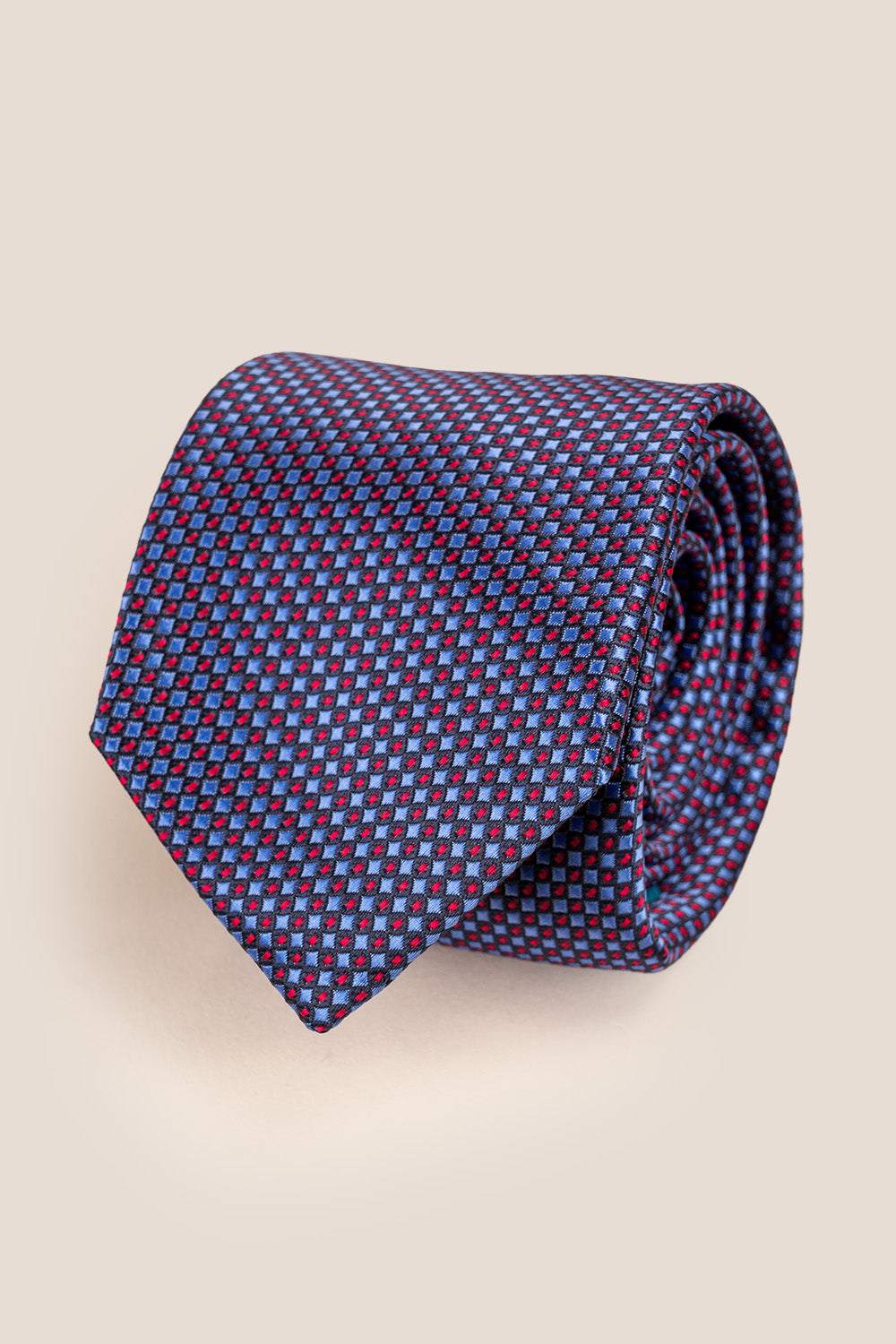 Harry Red/Navy tie with geometric pattern, ideal for weddings, parties, and special occasions.