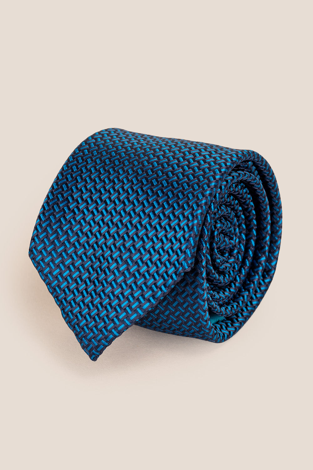 Gabe Navy tie with geometric pattern, ideal for weddings and special occasions.