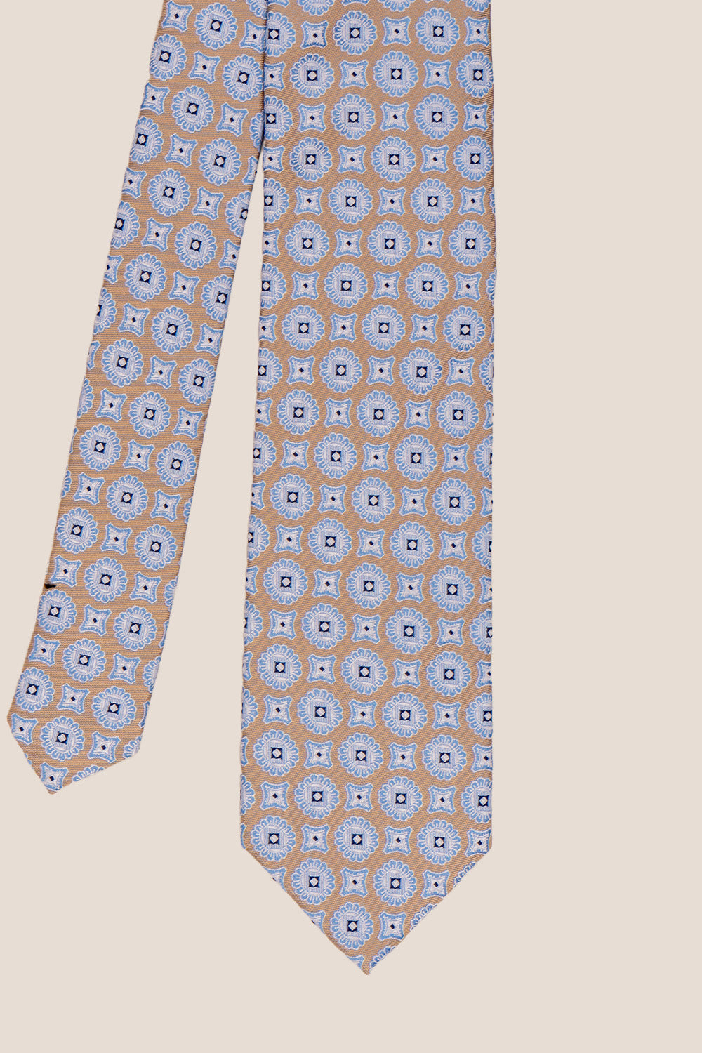 Dylan Blue/Brown tie with geometric pattern, ideal for formal events and everyday wear.