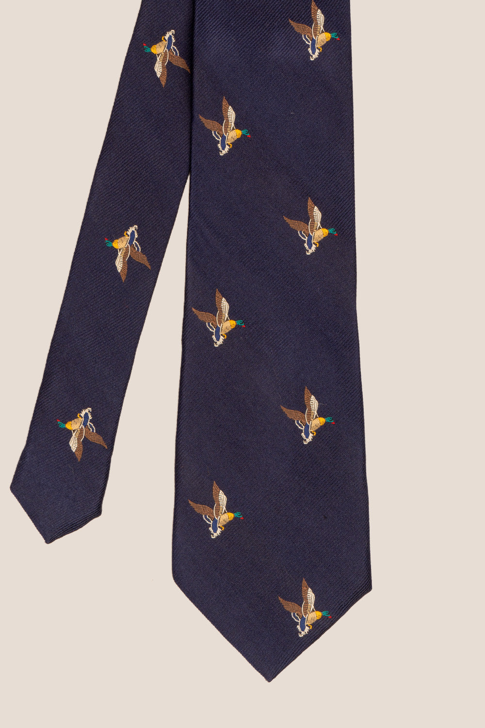Mallard Navy Silk Tie with luxurious design and pocket square, perfect for weddings and formal occasions.
