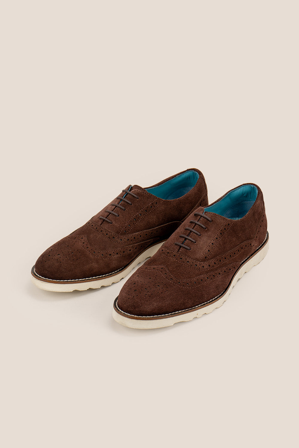Men’s Tyler brown suede Oxford brogue trainers featuring detailed perforations, lace-up design, and sporty sole—smart and versatile for daily wear.