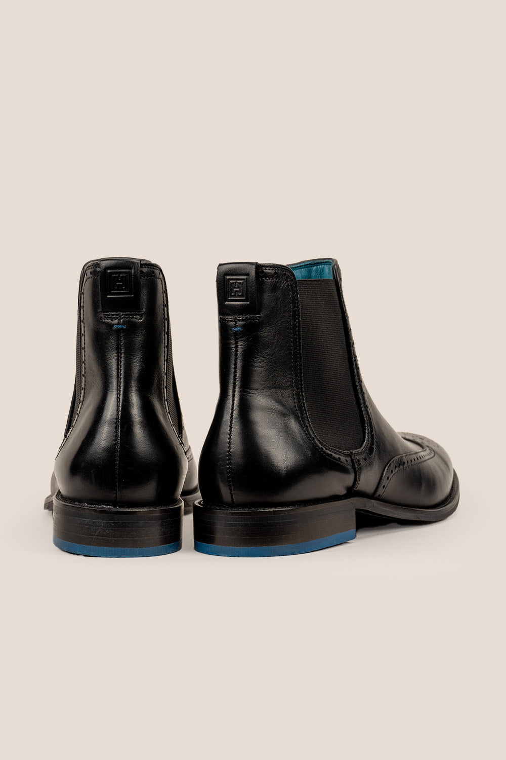 Harry Black Chelsea brogue leather boots for men featuring premium leather, lambskin lining, handmade sole, blending classic luxury with modern comfort.