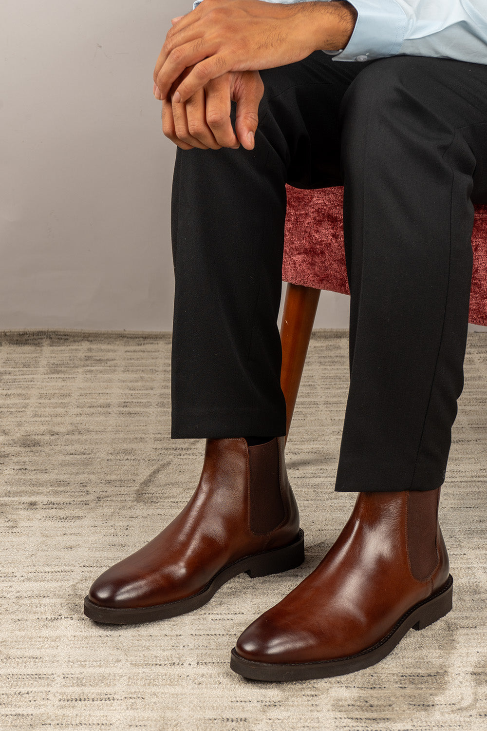 Michael Brown Chelsea boots for men made from high-quality leather, offering a sleek, modern silhouette with luxurious comfort for everyday or smart wear.