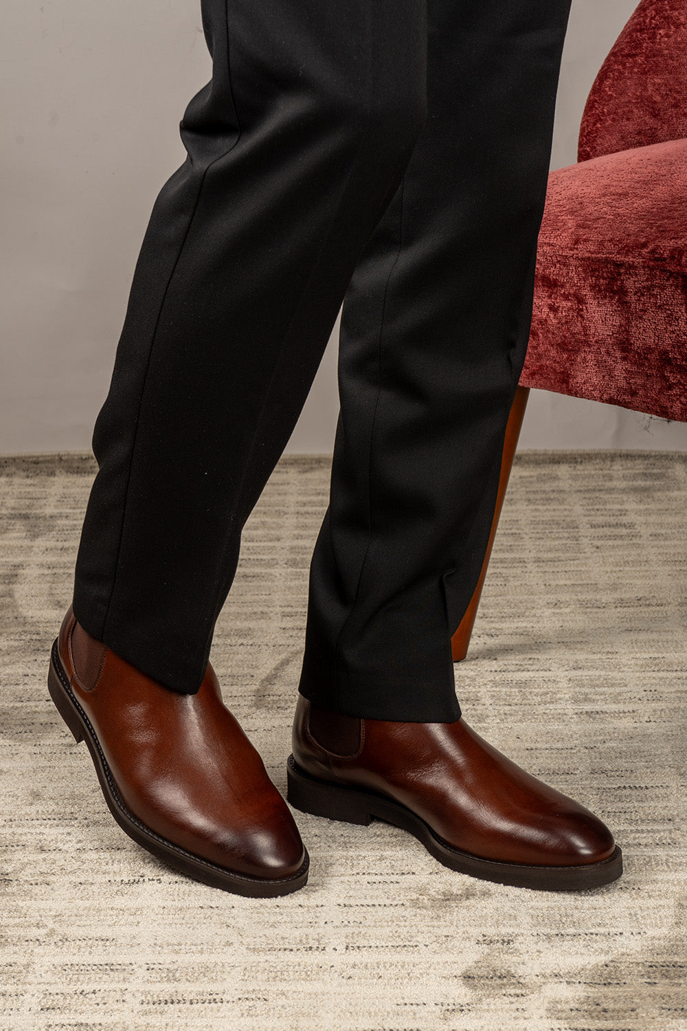 Michael Brown Chelsea boots for men made from high-quality leather, offering a sleek, modern silhouette with luxurious comfort for everyday or smart wear.