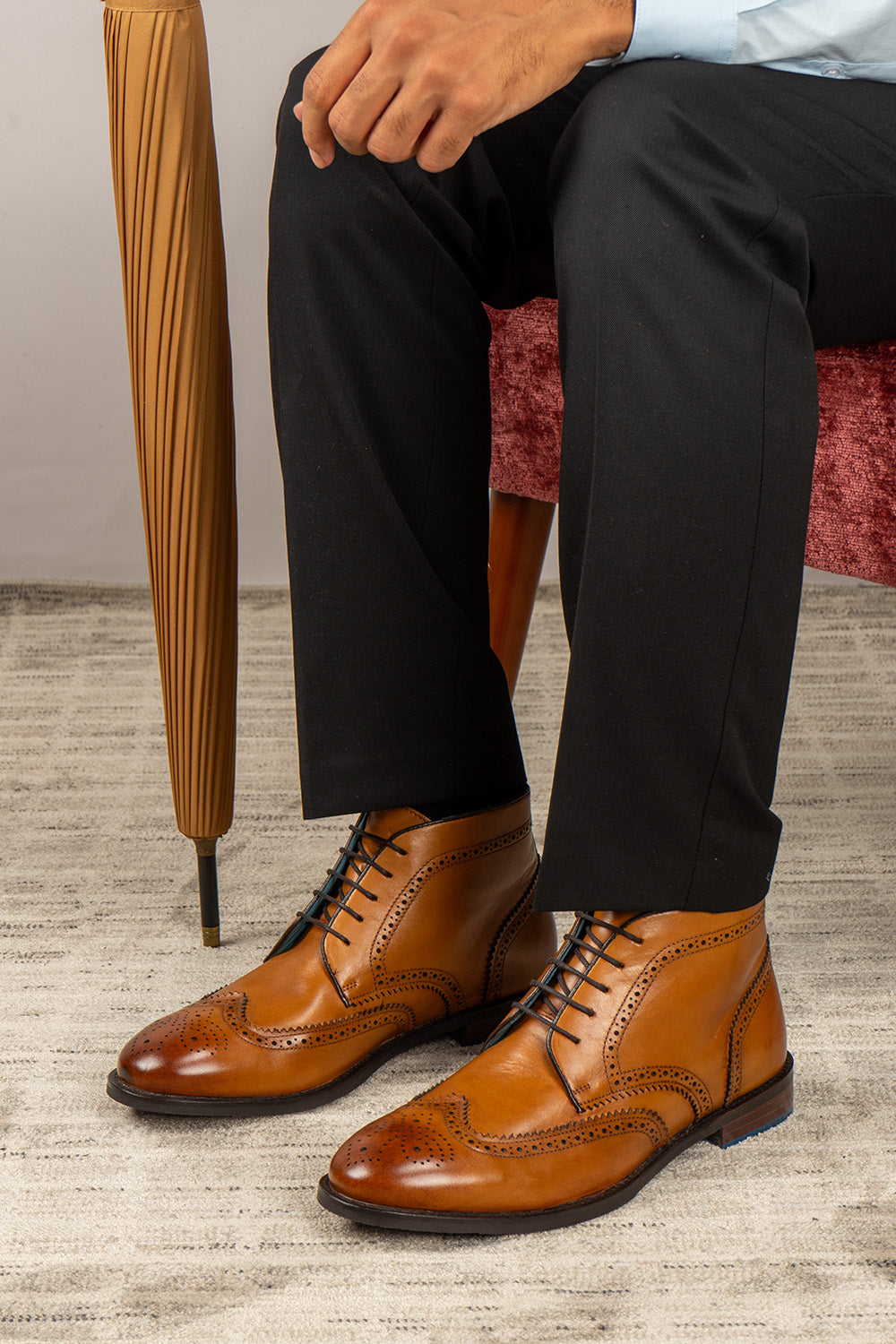 Watson tan leather chukka boots for men with clean stitching and smooth finish, ideal for smart-casual and everyday looks.