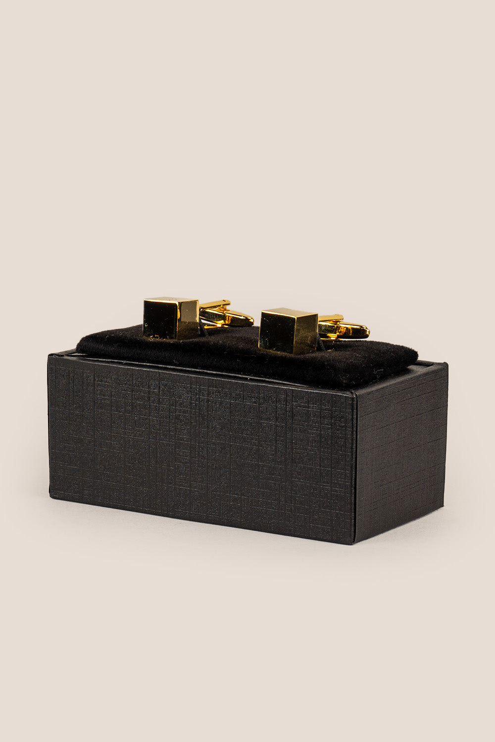 Cube Gold Men’s Cufflinks with a polished gold geometric cube design, crafted for sophisticated formal occasions.