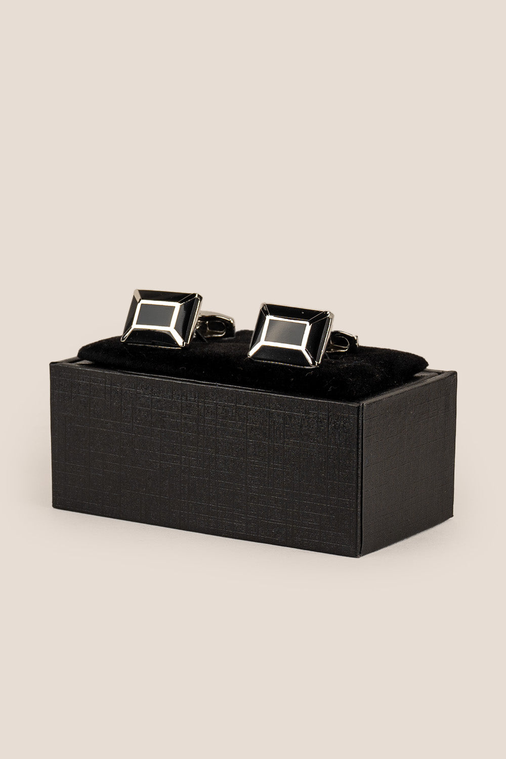 Gord Black Men’s Cufflinks with a polished black finish and intricate design, ideal for weddings and formal menswear.