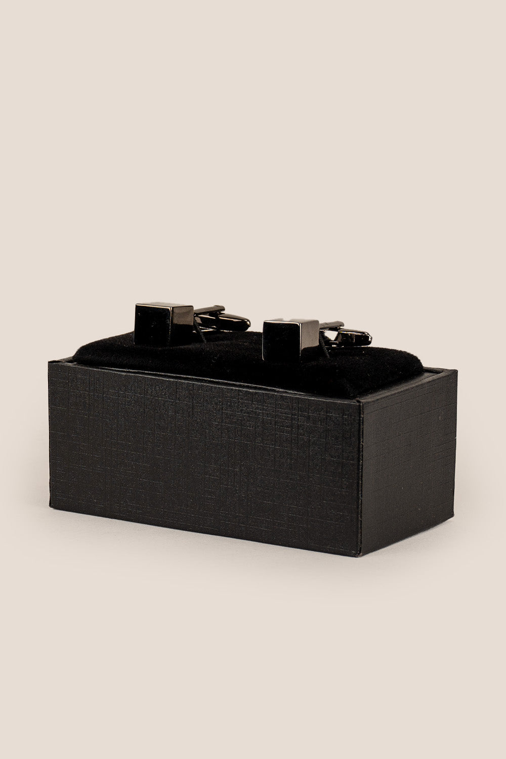 Cube Black Men’s Cufflinks with a polished black geometric cube design, crafted for formal events and sophisticated style.