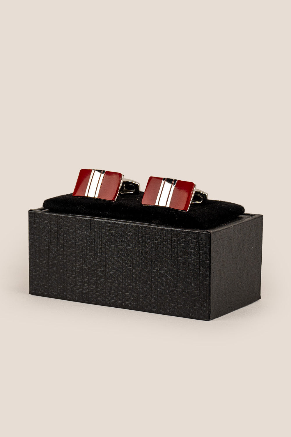 Ford Red Men’s Cufflinks with deep red detailing and premium finish, ideal for wedding or formal attire.