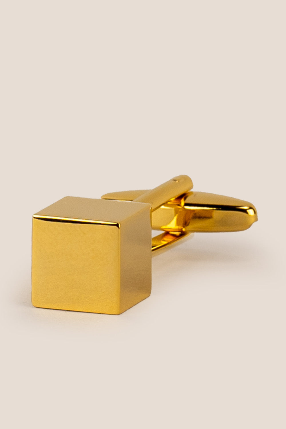 Cube Gold Men’s Cufflinks with a polished gold geometric cube design, crafted for sophisticated formal occasions.