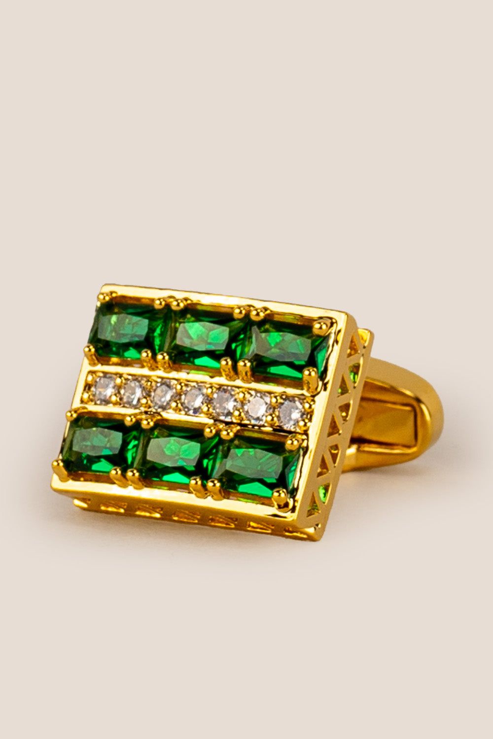 Fitz Emerald Men’s Cufflinks with deep green detailing and polished premium finish, ideal for formal or wedding attire.