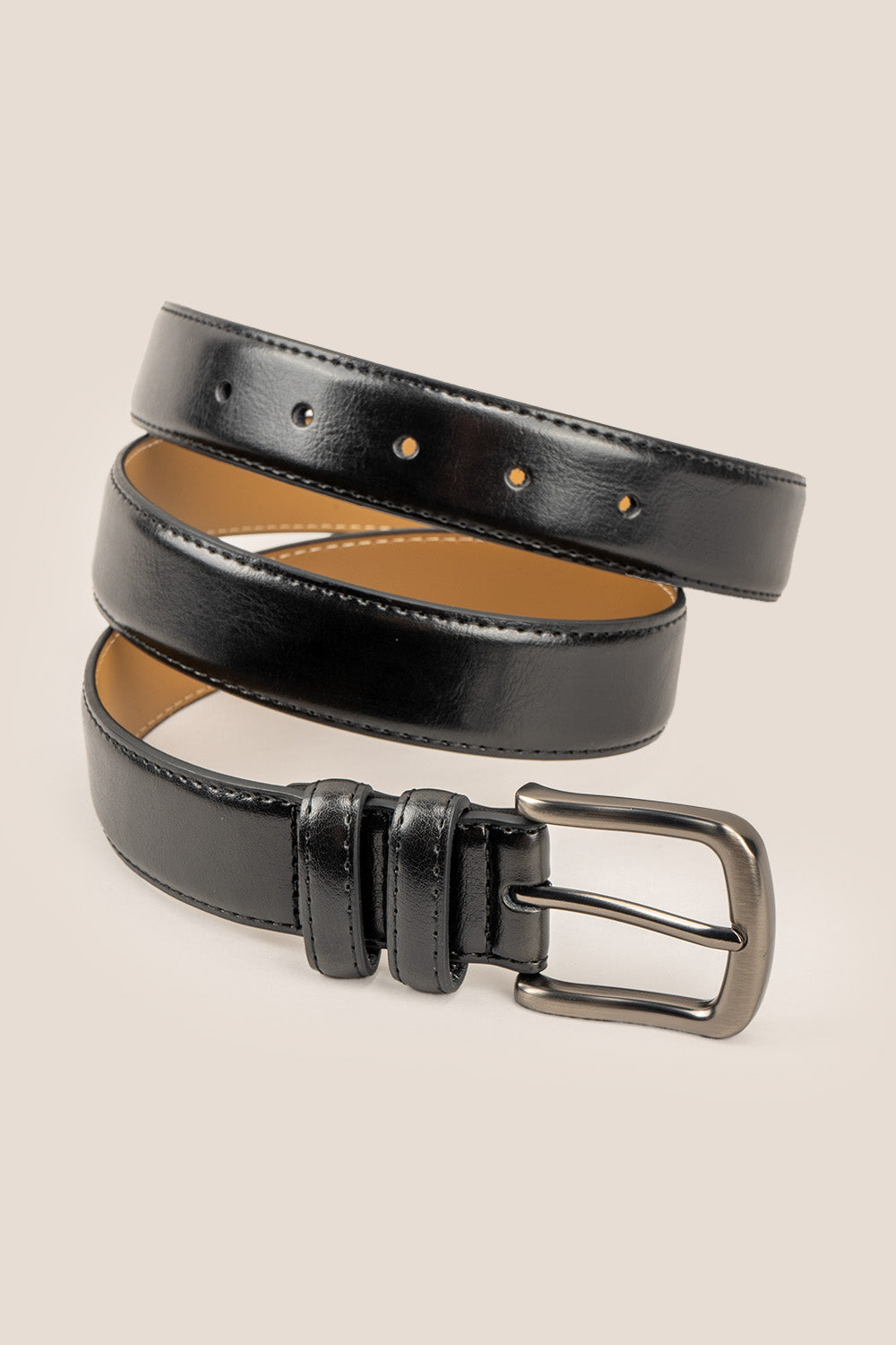 Oswin Hyde Neil Black men’s leather belt - Premium black full-grain leather with brushed steel buckle, designed for formal occasions, business wear and smart casual outfits